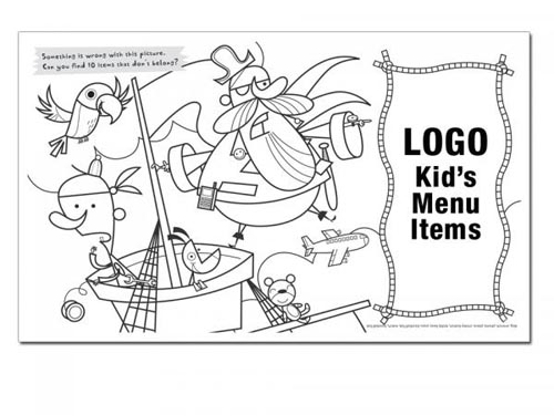 Pirate Cove Children's Placemats, 8 1/2 x 14"  with area for customizing on back