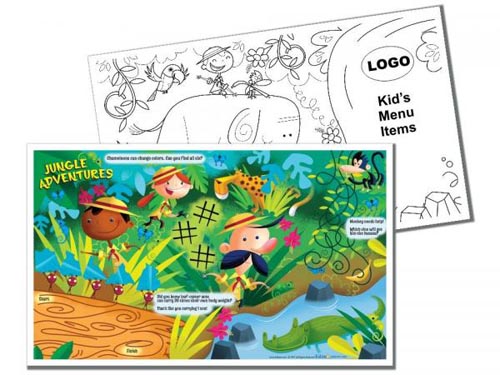 Adventure Pack with Do- It-Yourself printing area placemats.  100 placemats of each design:  Dra...