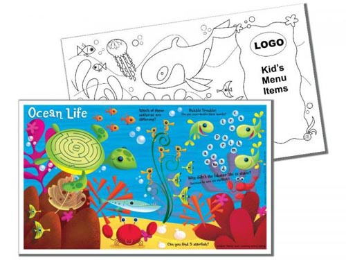 Adventure Pack with Do- It-Yourself printing area placemats.  100 placemats of each design:  Dra...