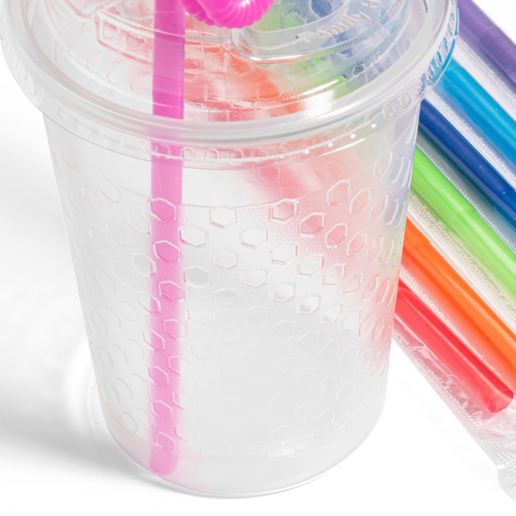 12oz Kids Cups, Thermoformed, with Lids and Straws - Generic/Undecorated