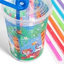 12oz Kids Cups, Thermoformed, with Lids and Straws - Jungle Theme