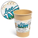 12oz Insulating Cup Sleeves for Hot Liquids, Embossed Paper, Bee Happy design (1000pk)