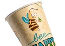 12oz Insulated(DW) Embossed Home-Compostable Paper Hot/Cold Cups, Bee Happy design (500pk)