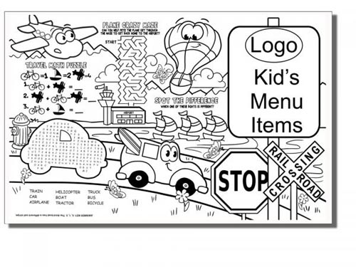 From Here to There Children's Placemat. 11 X 17