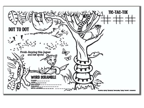 Rainforest Escape Children's Placemats 11 X 17