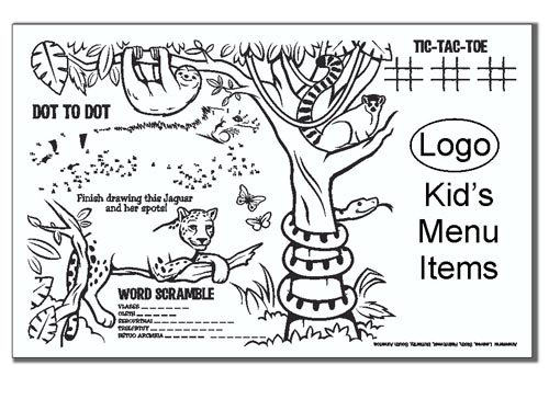 Rainforest Escape Children's Placemats 11 X 17