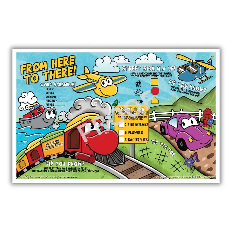 From Here to There Children's Placemat 11 X 17