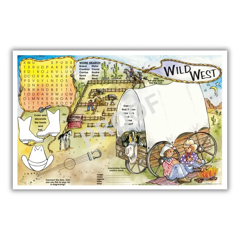 Wild West Children's Placemats 11 X 17 (500pk)