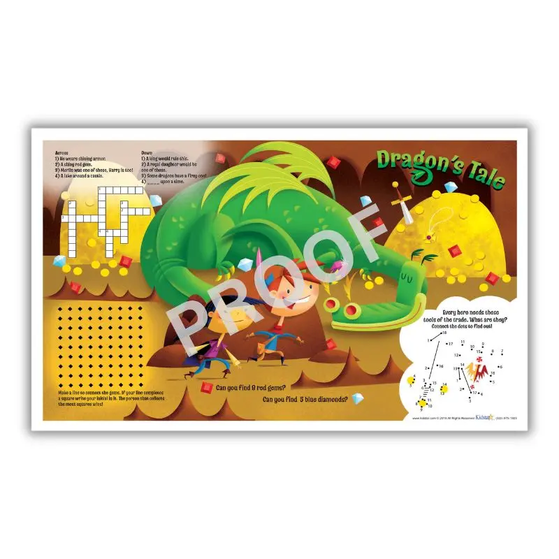 Dragon Adventures Children's Placemats, 8 1/2 x14"