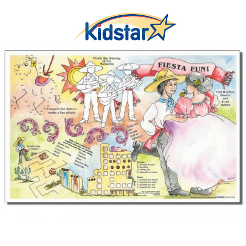 Fiesta Fun Children's Placemat in 8 1/2 X 14 Size.