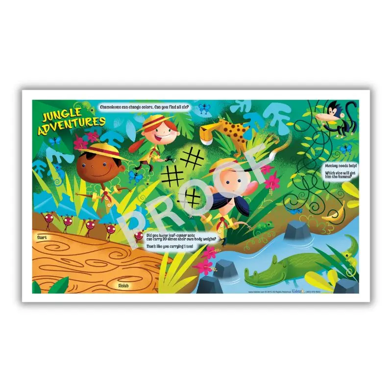 Jungle Adventures Children's Placemats, 8.5x14in