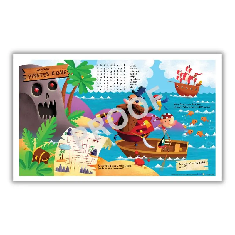 Pirate Cove children's placemats, 8.5x14in