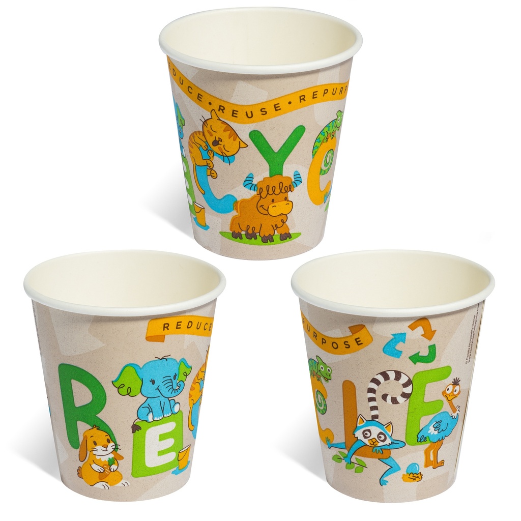 12oz Value-Line Paper Cups, hot/cold single-wall, Recycle theme (Phasing Out)(1,000pk)