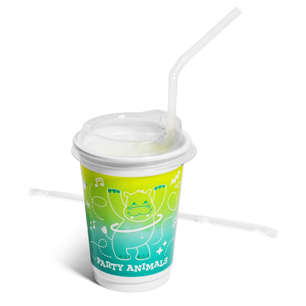 Kids' Value-Line 12oz Cup Kits "Party Animals" Theme White TF PP Plastic (250 kits)