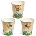 12oz Insulated(DW) Embossed Home-Compostable Paper Hot/Cold Cups, Bee Happy design (500 pcs)