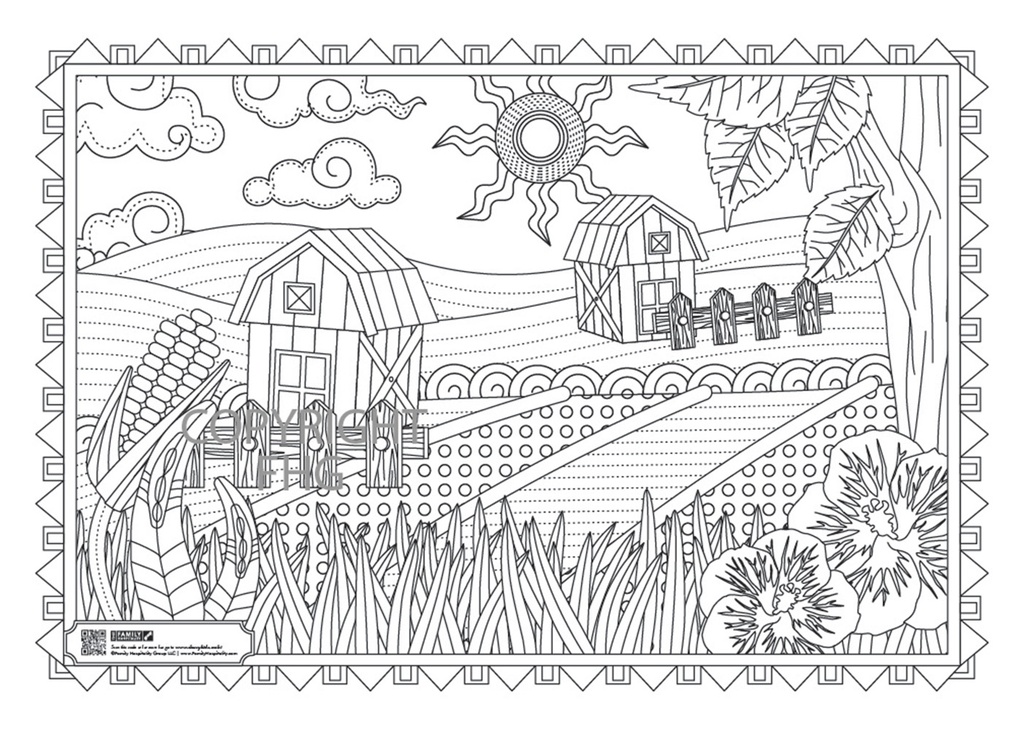 10x14in Value Line Coloring Placemats, 1000ct, Farm Theme