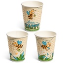 12oz Insulated(DW) Embossed Home-Compostable Paper Hot Cups, Bee Happy design (500 pcs)