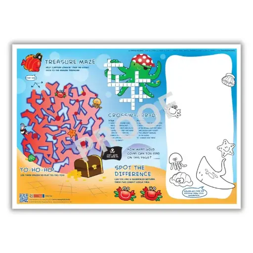 [310-SEA1(1000)] 10x14" Paper Placemats with Games, Sea Theme
