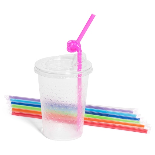[502GN] 12oz Kids Cups, Thermoformed, with Lids and Straws - Generic/Undecorated