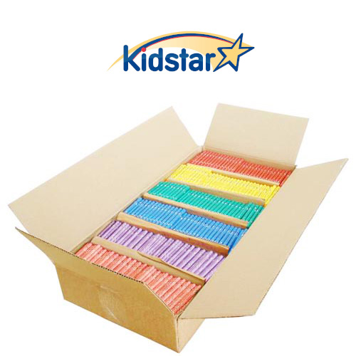 [2RS10(1728) [replaces kscray1728/6]] Round soybean crayon. Bulk case of 1728. (6 colors Red, Green, Yellow-Orange, Blue, Purple and P...