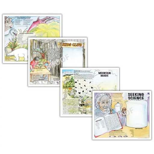 [392-VP4D(1000)] 4 Design Combo Variety Children's Placemats, 9.5x11in (1,000pk)