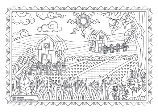 [309V-FRM(1000)] 10x14in Value Line Coloring Placemats, 1000ct, Farm Theme