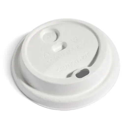 [590SCW-LID] Lids-90mm Sugarcane Bagasse Sip-Slot White Color Lids fits FHG Paper Cups, (1,000 pcs)