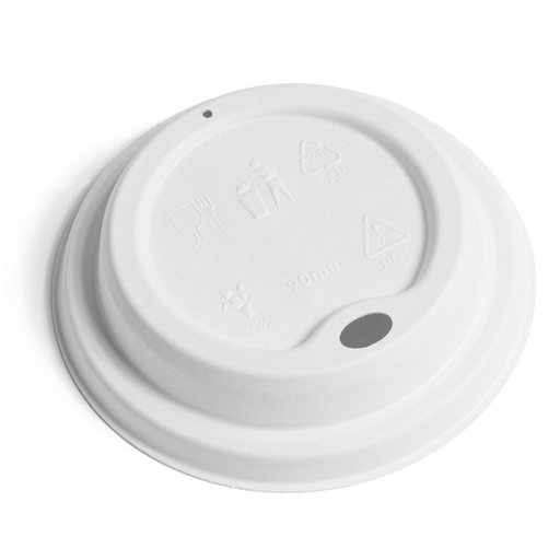 [590SCW-LID] Lids-90mm Sugarcane Bagasse Sip-Slot White Color Lids fits FHG Paper Cups, 1000 per case