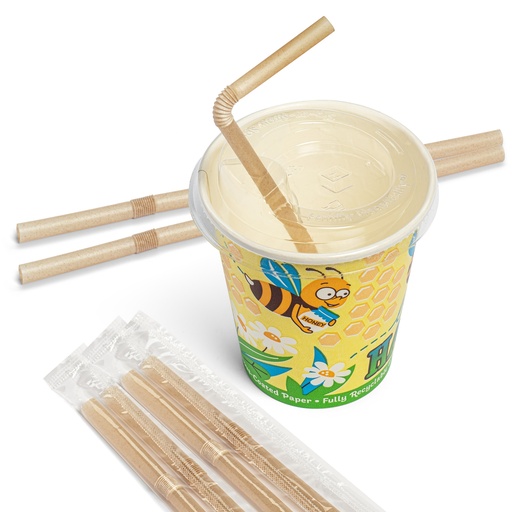 [599CS(1000)] High-Performance Compostable Straws, Bendy, Individually Wrapped